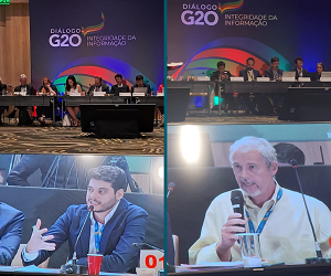 Afonso de Albuquerque e Marcelo Alves participaram de evento paralelo do G20 sobre integridade da informação