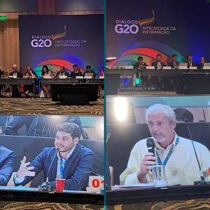 Afonso de Albuquerque e Marcelo Alves participaram de evento paralelo do G20 sobre integridade da informação