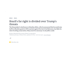 Jornal Le Monde ouve o pesquisador Marcelo Alves, do INCT-DSI