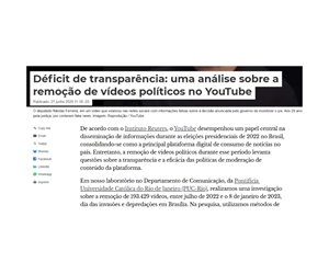 The Conversation publica artigo de Marcelo Alves sobre remoção de anúncios políticos no YouTube